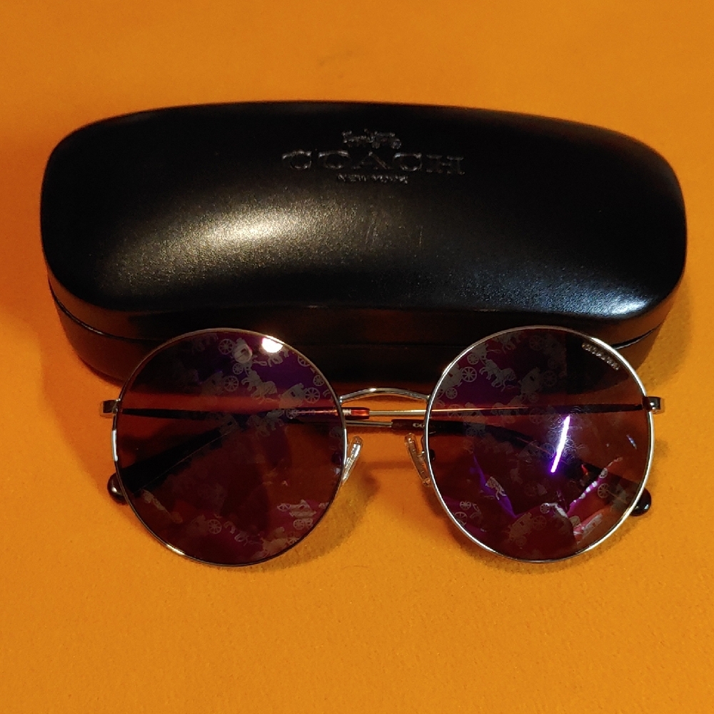Coach Gold Frame Special Edition Sunglasses with Purple Lenses